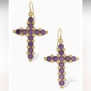 New Vanessa Mooney THE CYPRESS CROSS EARRINGS large purple cross earrings